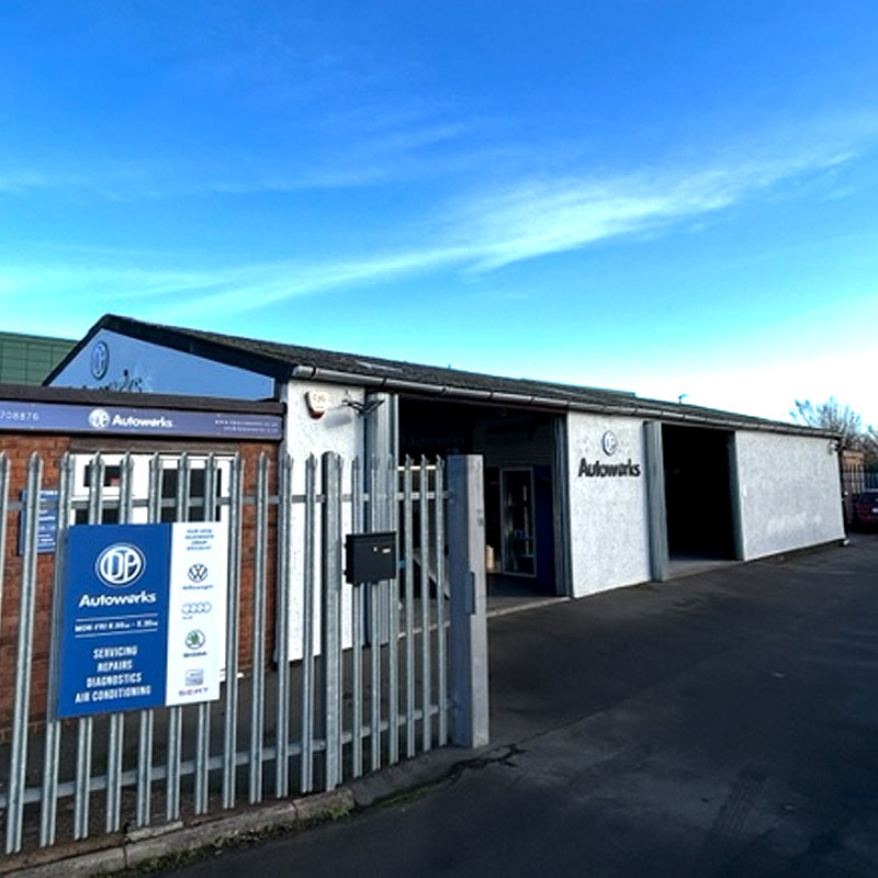 The outside of the DP Autoworks garage in Minehead Somerset